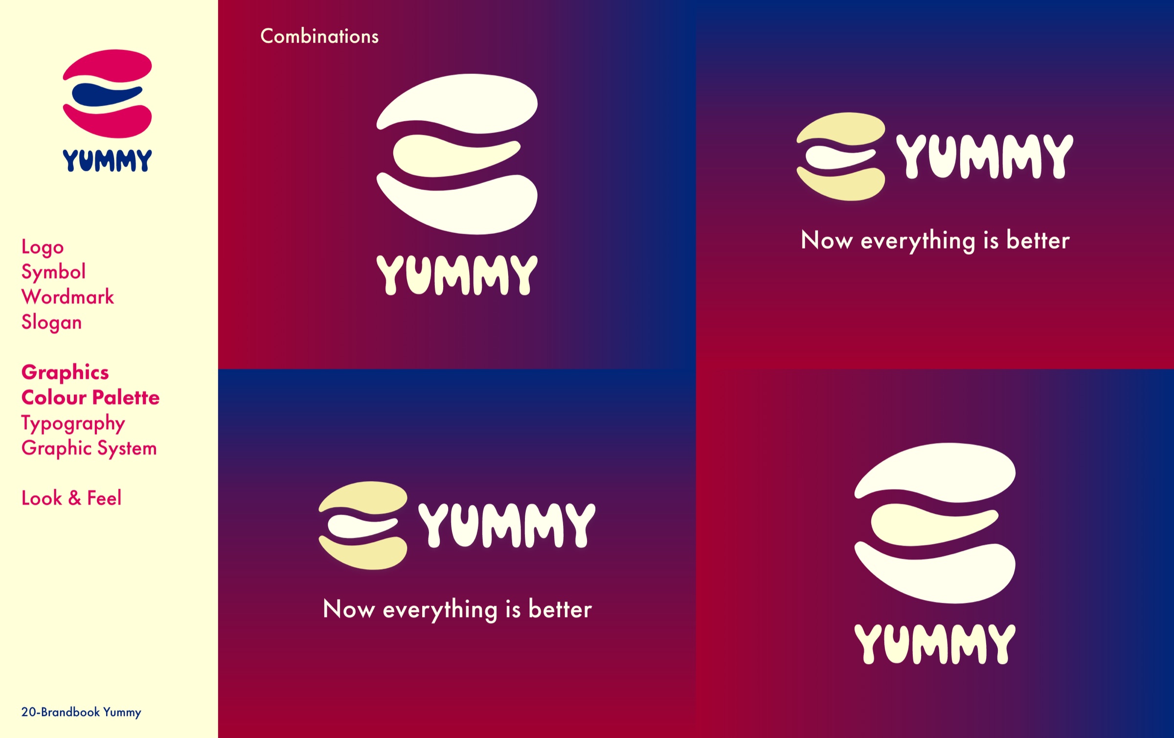 Logo combinations on gradient